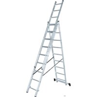 Лестница-стремянка Новая высота NV 123 алюминиевая трёхсекционная 3x6 ступеней - Превью изображения №2 — Интернет-магазин ПроЗаказ