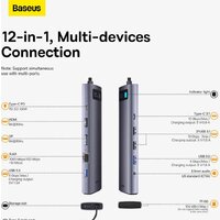 Док-станция Baseus Metal Gleam Series 12-in-1 Multifunctional Type-C Hub Docking Station WKWG020213 - Превью изображения №7 — Интернет-магазин ПроЗаказ