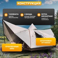 Кемпинговая палатка Sundays ZC-TT106 (коричневый/желтый) - Превью изображения №3 — Интернет-магазин ПроЗаказ