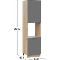 Шкаф напольный Трия Габриэлла 1ПВ6 с двумя дверями (дуб крафт золотой/титан) - Превью изображения №3 — Интернет-магазин ПроЗаказ