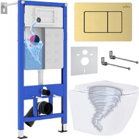 Roxen Antares Tornado в комплекте с инсталляцией StounFix Dual Fresh 6 в 1 968463 (кнопка: брашированное золото)