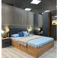 Кровать Трия Хилтон универсальная тип 1 160x200 (дуб крафт золотой/велюр серый) - Превью изображения №4 — Интернет-магазин ПроЗаказ