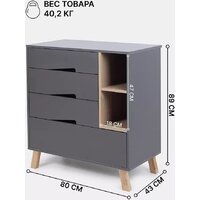 Детский комод Rant Lago Pro 800/4 (moon grey) - Превью изображения №3 — Интернет-магазин ПроЗаказ