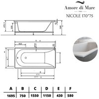 Ванна Amore di Mare Nicole 170x75 - Превью изображения №4 — Интернет-магазин ПроЗаказ