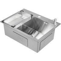 Кухонная мойка Saniteco 6045 + Spike F9S07011 (сатин, с сифоном, дозатором и коландером) - Превью изображения №4 — Интернет-магазин ПроЗаказ