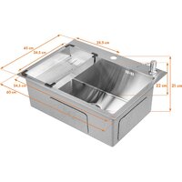 Кухонная мойка Saniteco 6045 + Spike F9S07011 (сатин, с сифоном, дозатором и коландером) - Превью изображения №16 — Интернет-магазин ПроЗаказ