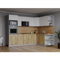 Готовая кухня Интерлиния Мила Лайт 1.68x2.6 правая (белый платинум/дуб золотой/дуб бунратти) - Превью изображения №5 — Интернет-магазин ПроЗаказ