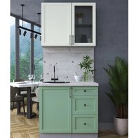 Готовая кухня Интерлиния Тренд 0.9А (мята/белый/бискайская сосна) - Превью изображения №2 — Интернет-магазин ПроЗаказ