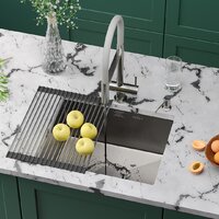 Кухонная мойка Roxen Uno 560210-54-GR сатин/текстурная (с ролл-матом и дозатором) - Превью изображения №2 — Интернет-магазин ПроЗаказ