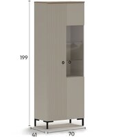 Шкаф-витрина Black Red White Domenica REG1D1W с подсветкой (глиняный серый/дуб сильвержек ореховый) - Превью изображения №9 — Интернет-магазин ПроЗаказ