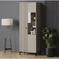 Шкаф-витрина Black Red White Domenica REG1D1W с подсветкой (глиняный серый/дуб сильвержек ореховый) - Превью изображения №7 — Интернет-магазин ПроЗаказ