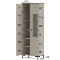 Шкаф-витрина Black Red White Domenica REG1D1W с подсветкой (глиняный серый/дуб сильвержек ореховый) - Превью изображения №8 — Интернет-магазин ПроЗаказ