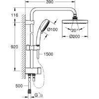 Душевая система  Grohe New Tempesta Cosmopolitan System 200 26453001 - Превью изображения №5 — Интернет-магазин ПроЗаказ