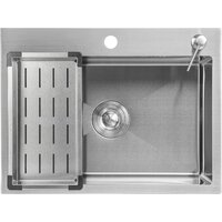 Кухонная мойка Saniteco 6045 + Spike F9S07000 (хром, с сифоном, дозатором и коландером) - Превью изображения №3 — Интернет-магазин ПроЗаказ