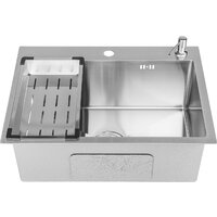 Кухонная мойка Saniteco 6045 + Spike F9S07000 (хром, с сифоном, дозатором и коландером) - Превью изображения №2 — Интернет-магазин ПроЗаказ