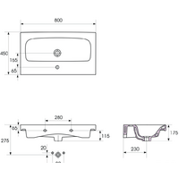 Умывальник Cersanit Moduo 80 UM-MOD80/1 - Превью изображения №4 — Интернет-магазин ПроЗаказ
