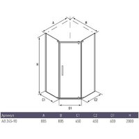 Душевой уголок Alex Baitler AB245-90 100x200 - Превью изображения №2 — Интернет-магазин ПроЗаказ