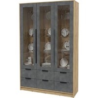 Шкаф-витрина Интерлиния Концепт КТ-ШВ3 (бетон портленд/дуб золотой) - Превью изображения №3 — Интернет-магазин ПроЗаказ