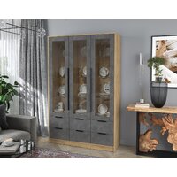 Шкаф-витрина Интерлиния Концепт КТ-ШВ3 (бетон портленд/дуб золотой) - Превью изображения №4 — Интернет-магазин ПроЗаказ