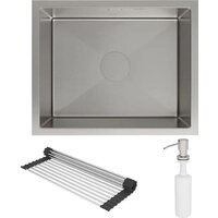 Кухонная мойка Roxen Uno 560210-54 под столешницу сатин/матовая поверхность (ролл-мат, дозатор, сифон) - Превью изображения №3 — Интернет-магазин ПроЗаказ