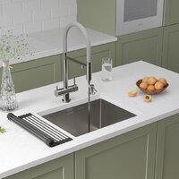 Кухонная мойка Roxen Uno 560210-54 под столешницу сатин/матовая поверхность (ролл-мат, дозатор, сифон) - Превью изображения №2 — Интернет-магазин ПроЗаказ