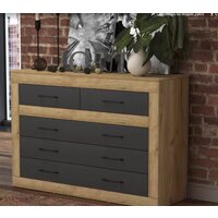 Комод Интерлиния Loft LT-5Ш (дуб золотой-антрацит) - Превью изображения №2 — Интернет-магазин ПроЗаказ