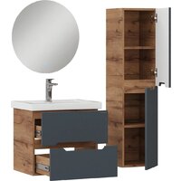  Onika Шкаф-полупенал для ванной Айленд 30 403087 (графит/дуб крафт золотой) - Превью изображения №7 — Интернет-магазин ПроЗаказ