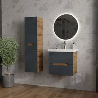  Onika Шкаф-полупенал для ванной Айленд 30 403087 (графит/дуб крафт золотой) - Превью изображения №9 — Интернет-магазин ПроЗаказ