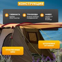 Кемпинговая палатка Sundays ZC-TT105-4 (серебристый/коричневый край) - Превью изображения №3 — Интернет-магазин ПроЗаказ