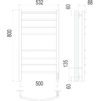Полотенцесушитель TERMINUS Классик П8 500x800 КС 9005 бп электро (черный) - Превью изображения №3 — Интернет-магазин ПроЗаказ