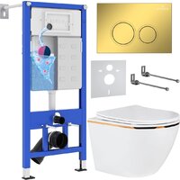 Roxen Antares Gold в комплекте с инсталляцией StounFix Dual Fresh 6 в 1 968092 (кнопка: золото глянцевое )