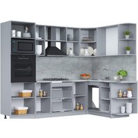 Готовая кухня Интерлиния Мила Лайт 1.68x2.6 правая (белый платинум/бетон портленд/белый гранит) - Превью изображения №2 — Интернет-магазин ПроЗаказ