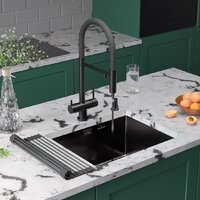 Кухонная мойка Roxen Uno 560210-54B-V графит/текстурная PVD покрытие (с ролл-матом и дозатором) - Превью изображения №2 — Интернет-магазин ПроЗаказ