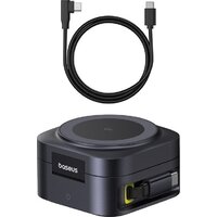 Сетевое зарядное Baseus PicoGo Series 2-in-1 Magnetic Wireless Charger Qi2 67W P10276800123-00 (черный) - Превью изображения №3 — Интернет-магазин ПроЗаказ