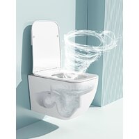 Унитаз подвесной Roxen Cube One Rimless 6 в 1 StounFix Dual Fresh 579341 (кнопка: черный матовый) - Превью изображения №11 — Интернет-магазин ПроЗаказ