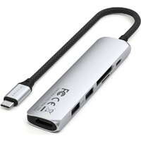 Док-станция Satechi 6-in-1 USB-C Slim Multiport Adapter ST-P6SS (серебристый) - Превью изображения №2 — Интернет-магазин ПроЗаказ