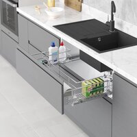 Корзина выдвижная Starax S-2354-C 90 (крепление на фасаде, хром) - Превью изображения №2 — Интернет-магазин ПроЗаказ
