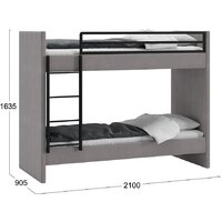 Двухъярусная кровать Трия Дарси с мягкой обивкой (велюр светло-серый) - Превью изображения №3 — Интернет-магазин ПроЗаказ