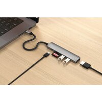 Док-станция Satechi 6-in-1 USB-C Slim Multiport Adapter ST-P6SM (серый) - Превью изображения №4 — Интернет-магазин ПроЗаказ