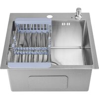 Кухонная мойка Saniteco 4848 + Spike F9S07000 (хром, с сифоном, дозатором и коландером) - Превью изображения №4 — Интернет-магазин ПроЗаказ