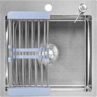 Кухонная мойка Saniteco 4848 + Spike F9S07000 (хром, с сифоном, дозатором и коландером) - Превью изображения №3 — Интернет-магазин ПроЗаказ