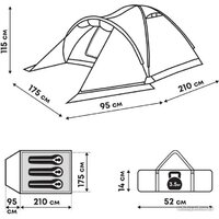 Треккинговая палатка RSP Outdoors Krewl 3 T-KRE-3-GN - Превью изображения №15 — Интернет-магазин ПроЗаказ