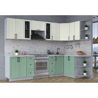 Готовая кухня Интерлиния Тренд 1.5x2.8 правая (мята/белый/бискайская сосна) - Превью изображения №2 — Интернет-магазин ПроЗаказ