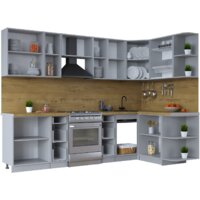 Готовая кухня Интерлиния Тренд 1.5x2.8 правая (мята/белый/бискайская сосна) - Превью изображения №3 — Интернет-магазин ПроЗаказ