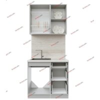 Готовая кухня Интерлиния Берес 0.9А (дуб полярный/дуб полярный/серый каспий) - Превью изображения №2 — Интернет-магазин ПроЗаказ