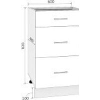 Шкаф напольный Кортекс-мебель Корнелия Лира НШ60р3ш без столешницы (дуб сонома) - Превью изображения №3 — Интернет-магазин ПроЗаказ