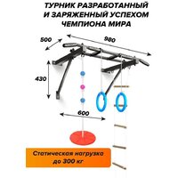Турник Absolute Champion Оптимист АЧ 10045 (тарзанка, лестница, кольца, черный, черные ручки) - Превью изображения №8 — Интернет-магазин ПроЗаказ