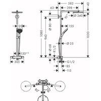Душевая система  Hansgrohe Raindance Select S 27633670 (матовый черный) - Превью изображения №2 — Интернет-магазин ПроЗаказ