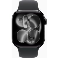 Умные часы Apple Watch Series 11 46 мм (алюминиевый корпус, черный/черный, спортивный силиконовый ремешок S/M) - Превью изображения №2 — Интернет-магазин ПроЗаказ