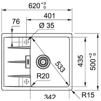 Кухонная мойка Franke Centro CNG 611/211-62 Fragranite 114.0639.680 (миндаль) - Превью изображения №2 — Интернет-магазин ПроЗаказ